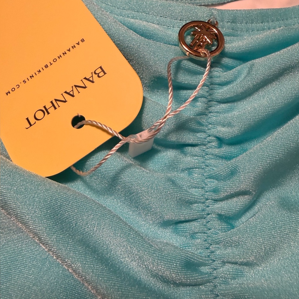 Bananhot Aqua Bikini Bottoms Ruched Adjustable L Fits M New With Tags - Picture 6 of 8